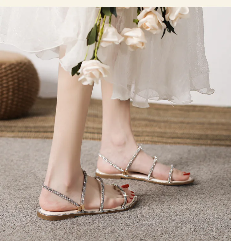 Convertible Flat Crystal Sandals |水鑽兩穿平底涼拖鞋