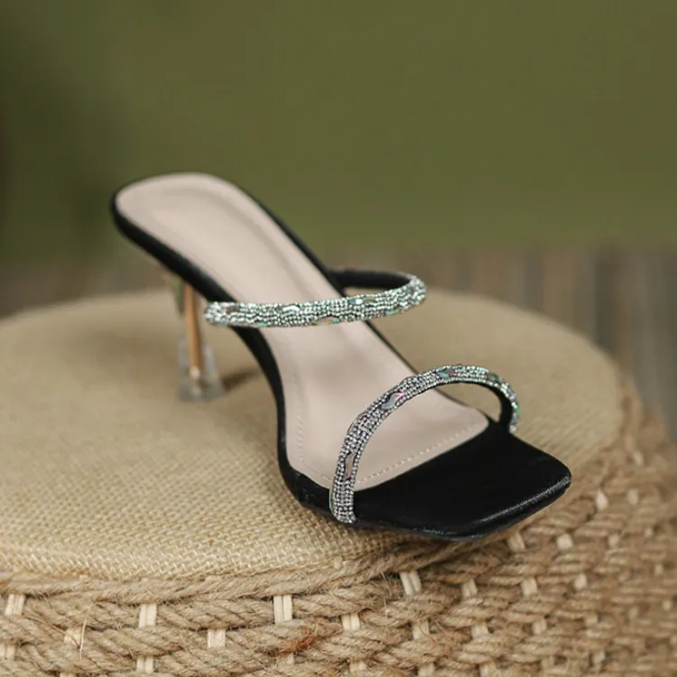 Strap Crystal Stiletto Heels| 一字帶水鑽細跟高跟鞋